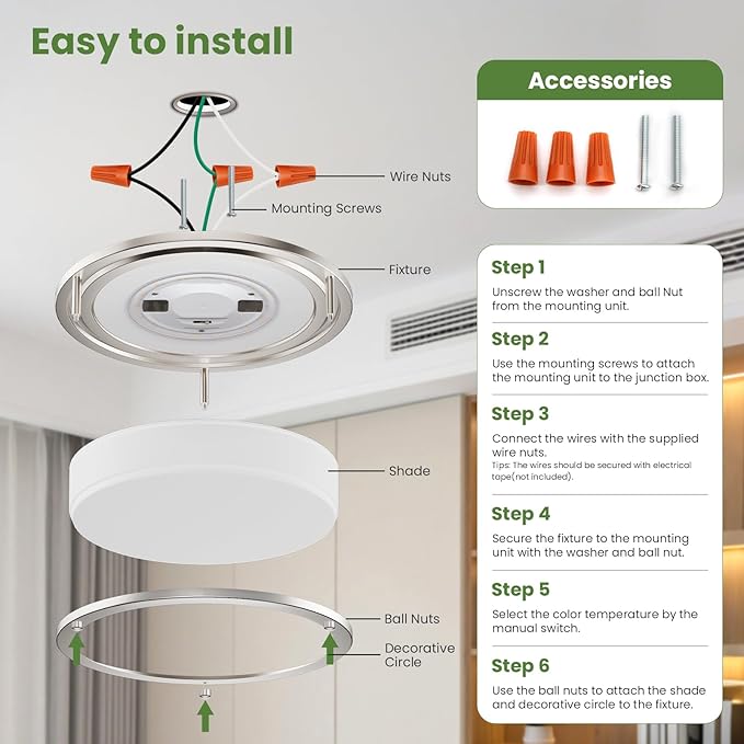 17W LED Ceiling Lights,1100lm Super Bright LED Ceiling Lights,10in Dimmable Flush Mount Light Fixtures,5CCT(5000K/4000K/3500K/3000K/2700K) Adjustable for Bedroom Kitchen Bathroom Hallway,2PACK
