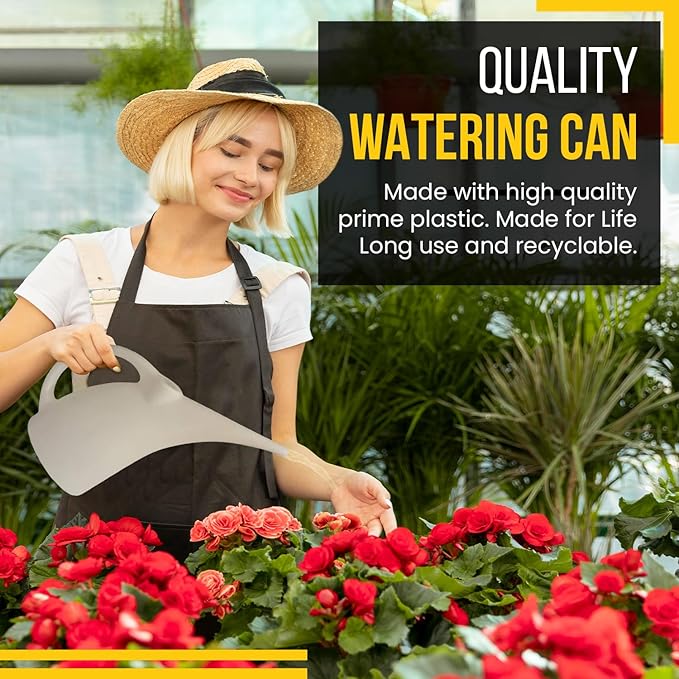 KP KOOL PRODUCTS Watering Can 1/2 Gallon - Small Watering Can for Indoor Plants - Outdoor Watering Can - White Plant Waterer - Plastic Watering Can for Garden - 1 Pack