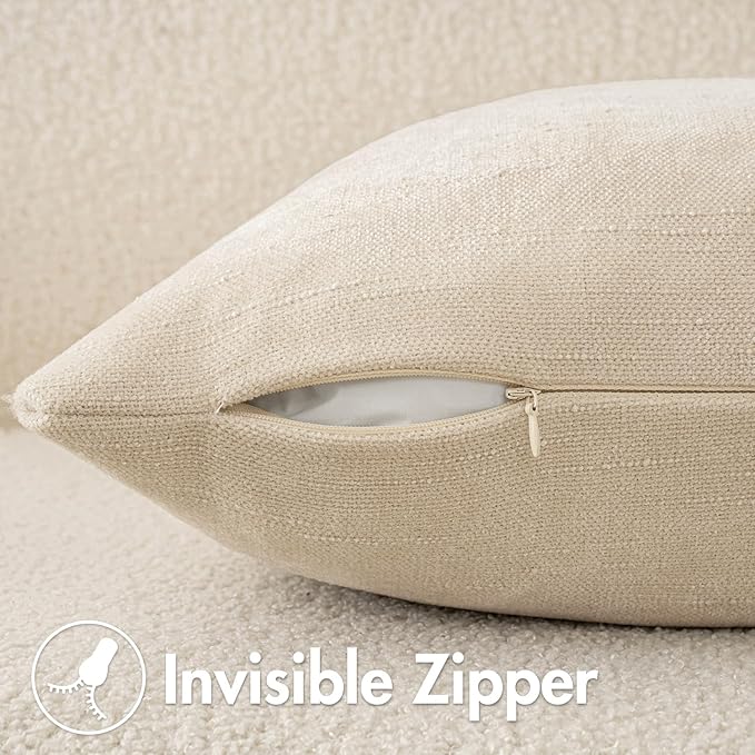 MIULEE Pack of 2 Decorative Throw Pillow Covers Soft Throw Pillows Solid Textured Cushion Covers Christmas Home Decor for Couch Sofa Bedroom Living Room 20x20 Inch, Light Beige