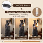 Scenekoy Bear Table Lamp for Living Room Bedroom, Memory Function, 3 Way Cycling Dimming, Resin Gothic Style Bedside Nightstand Lamps, Rustic Night Light Home Room Decor (Bulb Included)