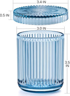 2 Pack Qtip Holders for Bathroom, Clear Glass Apothecary Jars with Lids,Vintage Bathroom Canisters for Cotton Balls,Swabs,Floss Picks,Hair Ties,Vanity Organizer and Storage Decor (Blue)