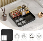 Rotating Makeup Organizer with Makeup Brush Holder, Large Capacity Perfume Organizer for Vanity Countertop, Acrylic Skincare Organizers Spinning Holder Storage Rack (Black)