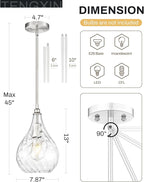 TENGXIN 8 Inch Hanging Pendant Lights,Island Lights for Kitchen,Brushed Nickel Finished Hammered Pendant Light,Farmhouse Pendant Light for Dining Room,Bedroom,TXPLBN12-L