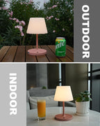 Outdoor Battery Operated Table Lamp Waterproof, 4000mAh Cordless Table Lamp Rechargeable, Touch Dimmable Desk Lamp, LED Night Light for Patio Camping Restaurant Home, H9.6in, Pink