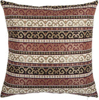 Burgundy Throw Pillow Covers Red and Black Kilim - 18 x 18 Inches Decorative Pillows, Boho Room Decor for Couch, Bohemian Outdoor Case for Farmhouse, Ethnic, Aztec, for Diwan