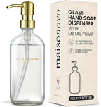 MaisoNovo Soap Dispenser 1-Piece Set | 16.9oz Clear Bottles with Gold Stainless Steel Pump