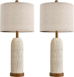 OYEARS 26.5" Table Lamps Set of 2 with USB A+C Charging Ports for Bedroom Living Room Farmhouse Bedside End Lamps Rustic Nightstand Lamps, Brown