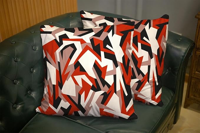 CAPSCEOLL Red Couch Pillow Covers Geometric Camo Abstract Modern Camo Urban White Brown Oil Painting 20X20 Inch Set of 2 Pillow Protector for Bedroom Sofa Living Room Décor Black Throw Pillow Cover