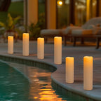 4" x 14" Large Waterproof Outdoor Flameless Candles Battery Operated LED Flickering Pillar Candles with Remote and Timer for Indoor Outdoor Lanterns, Off White, Long Lasting, Set of 2