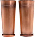 28in Tall Copper Planters Set of 2,Galvanized Steel Tall Outdoor Planter for porches/Indoor/terraces Patio- Copper Color(2planters,2inner pots with Holes, 2trays)