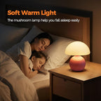 NIORSUN Mushroom Lamp Table Lamp for Bedroom, Portables Cordless Table Lamp,Wireless lamp,Small Bedside Table Touch Lamps for Living Room,Mini Mushroom 5200mAh Battery Operated Lamp Modern Pink