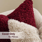MIULEE Pack of 2 Red Faux Fur Christmas Throw Pillow Covers 18x18 Inch Boucle Decorative Sherpa Pillow Covers Fuzzy Accent Soft Sheepskin Fleece for Boho Home Decor Sofa Living Room Couch Bed