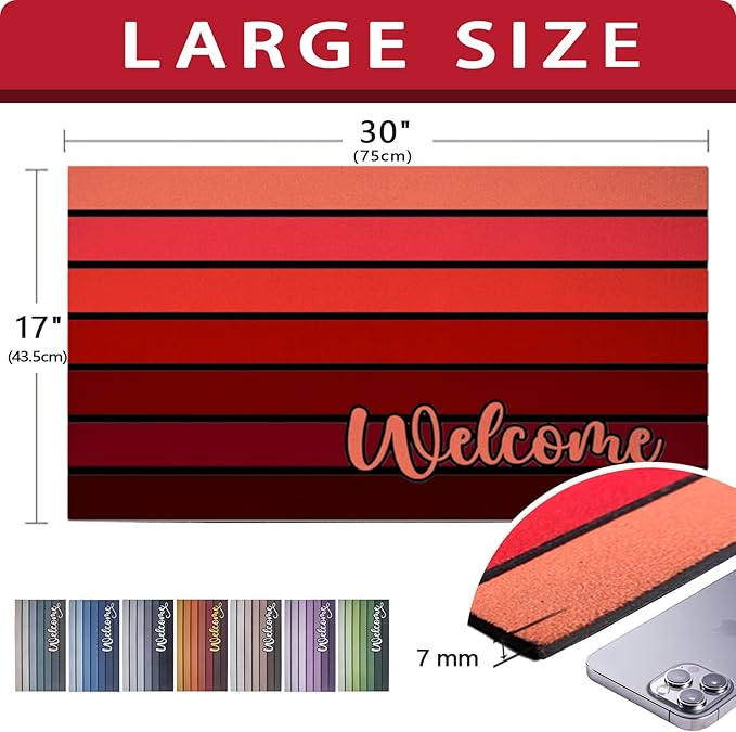 Bulijojo Poinsettia Entrance Door Mat Large 17 x 30 Inch Entry Way Doormat Red Front Door Rug Outdoor Heavy Duty Welcome Mat, Non Slip Rubber Back Low Profile