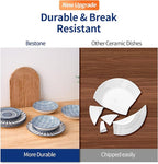 Bestone Porcelain Dinnerware Sets Service for 4, 12 pcs Hand drawn Plates and Bowls Sets, Handmade Ceramic Dish Set, Chip Resistant Modern Plate Set, Dishwasher/Microwave Safe，Vintage Blue