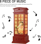 Christmas Snow Globe Lantern Christmas Decorations, Xmas Gifts Christma Vintage Home Decor Indoor,Sparkling with Music 6H Timer, Holiday Party Gifts (Christmas Snowman)