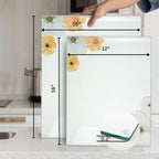Glass Cutting Board 16"x12": Tempered Glass Kitchen Counter Protector - Durable- Scratch-Resistant, Heat-Proof - Design 5 - Floral Design