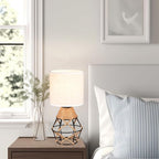 Hamilyeah Boho Table Lamps, Woven Table Lamp for Nightstand with On/Off Switch, Farmhouse Beside Lamp for Bedroom, Industrial Table Lamp for Living Room