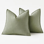 MIULEE Decorative Linen Euro Sham Pillow Covers 24x24 Sage Green Boho Farmhouse Neutral Couch Throw Pillows for Bed Pack of 2 Accent Modern Pillowcase Summer Sofa Livingroom Home Decor