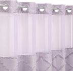 Boho Lavender Woven Fabric Shower Curtain 36 x 74 Modern Farmhouse, No Hooks Tufted Chevron Striped Shabby Chic Textured, Minimalist Cloth Curtain for Bathroom, Hotel Decor