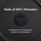 Larder & Vine 12-Piece Melamine Dinnerware Set: Durable, Lightweight, Break-Resistant Plates & Bowls – Stylish, Non-Toxic, Dishwasher Safe – Ideal for Everyday Use, Indoor & Outdoor Dining – Black