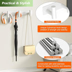 Wall Mounted Coat Rack-3 Hooks, Heavy Duty Stainless Steel Wall Hooks for Towel Coat Bag, Hat Rack Coat Hanger Coat Hooks Towel Racks for Bathroom Entryway Kitchen Hotel Office (White, 1 Pack)