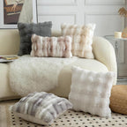 MANDIOO Pack of 2 Thick Plush Wool Decorative Throw Pillow Covers Super Soft Wave Bubble Fur Velvet Cushion Covers Pillow Shams for Couch Bed Living Room 20x20 Inch White Beige