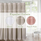 Ruched Ruffled Shower Curtain 72" W x 72" H, Beige Microfiber Rustic Decorative Bath Curtain for Bathroom, Farmhouse and Boho Bathroom Décor, Machine Washable (LQ-38)