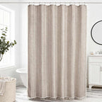 WELTRXE Boho Shower Curtain with Tassel Modern Farmhouse Shower Curtain Set, Rustic Bathroom Decor, Heavy Duty Fabric Water Repellent with Hook, Taupe, 72x72 Inches
