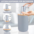 iMucci Bathroom Accessories Set 5Piece Grey Bathroom Sets, Toothbrush Holder, Toothbrush Cup, Lotion Soap Dispenser, Soap Dish and Qtip Holder Bathroom Decor