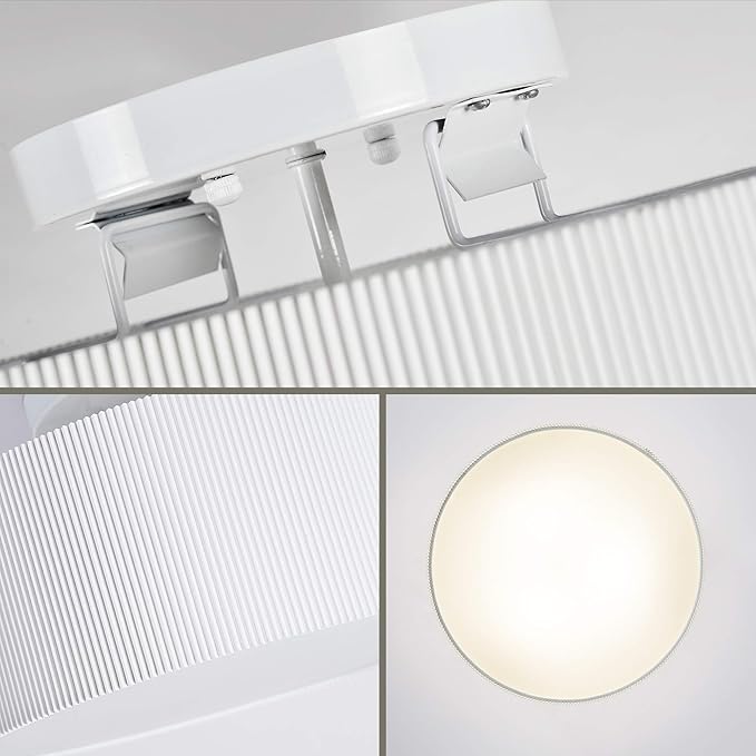 SomSom Ceiling Light, 15'' Modern Stripe Fabric Pendant Light Shade Flush Mount, Large Drum Lampshade, Lamps for bedrooms, Flush Chrome Matt, 3 Bulbs