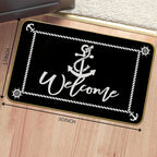 Mingnei Boat Floor Mat, Nautical Rug, Welcome Mats Outdoor Nautical, Black and White Boat Doormat Door Mat for Home Boats Entrance, Nautical Boat Floor Mats for Indoor Outdoor Rug 30 x 17 Welcome Mat