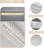 L 40" Modern Rectangle Chandelier Silver Rectangular Flush Mount Chandelier Crystal Ceiling Light Fixture for Dining Living Room Kitchen Island