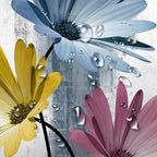 Rustic Farmhouse Shower Curtain, Farm Blue Daisy Floral Flowers and Butterfly on Country Wooden Shower Curtain for Bathroom, Turquoise Pink Yellow Bathroom Shower Curtains with 12PCS Hooks, 48X70IN