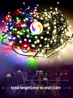 300 LED Christmas Lights Warm White/Multicolor, 115FT Color Changing String Lights Outdoor with Remote Control, 8 Modes Fairy Light Plug in Waterproof for Christmas Tree Bedroom Party Wedding