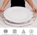 TP 19" Large Serving Tray with Rattan Handle, Melamine Round Serving Platters, Decorative Trays for Kitchen, Parties, Entertaining, Set of 2