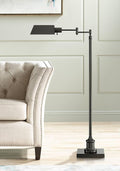 Regency Hill Jenson Traditional Farmhouse Adjustable Pharmacy Floor Lamp Standing Base Swing Arm 54" Tall Dark Bronze Metal Bright Downward Light for Living Room Reading House Bedroom