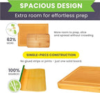 Glue-Free Surface™ Extra Large Bamboo Cutting Board Set – For Chopping Vegetables, Carving Meat, Slicing Bread, and Serving Cheese & Charcuterie for Safer Family Meal Prep – For Health Conscious Chefs