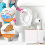 Bathroom Accessory Set,10 PCS White Bathroom Accessories Set with Trash Can, Toothbrush Holder, Soap Dispenser, Toothbrush Cup, Vanity Tray, Soap Dish, Toilet Brush, Qtip Holders