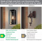 12 Pack 18 inches Outdoor Wall Lantern Light Fixture, Large Black Exterior Waterproof Wall Sconce, Anti-Rust Mount Porch Light with Clear Glass,E26 Socket