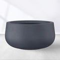 Kante 15.7" Dia Round Concrete Planter, Cement Plant Pots with Drainage Hole and Rubber Plug for Outdoor Indoor Garden Home, Modern Curvaceous Design, Dark Gray