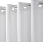 No Hook Shower Curtain, White Modern Chevron Striped Luxury Hotel Style, Washable Waterproof Fabric for Bathroom, 15 Seconds Quick Install, 72W x 86L Inches