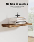 AMADA HOMEFURNISHING Floating Shelves, Paulownia Wood Wall Shelves for Bathroom/Living Room/Bedroom/Kitchen/Home Office, Natural Wood Floating Shelf for Home Storage & Organization, Set of 4, AMFS40BN