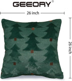 GEEORY Christmas Pillow Covers 26x26 Inch Set of 2, Christmas Decorations Xmas Tree Soft Plush Fluffy Faux Fur Decorative Throw Pillows Farmhouse Winter Cushion Case Green Brown GC033-26