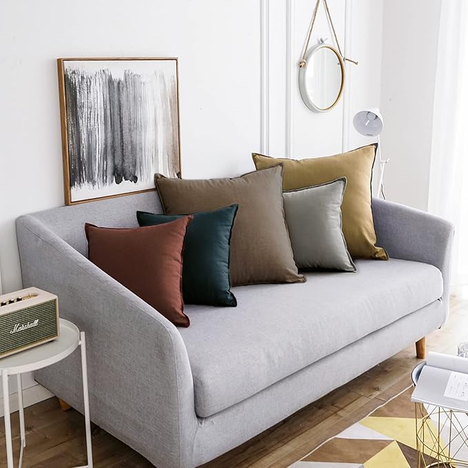 Jeanerlor Decorative Cotton Linen Couch 26"x26" Throw Pillow Case for Sofa Durable Classy, Comfortable Cushion Cover (65 x 65cm), Reddish Brown