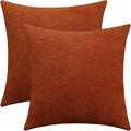 Jeneoo Burnt Orange Decorative Throw Pillow Covers Soft Chenille Comfy Square Rust Couch Cushion Cases Decor (Set of 2, 20 x 20 Inches)