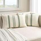 MIULEE Set of 2 Sage Green Boho Decorative Lumbar Pillow Covers 12x24 Inch Farmhouse Rustic Couch Throw Pillows Modern Summer Cushion Covers Retro Cute Macrame Woven Home Decor for Bed Sofa Chair