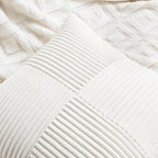 Fancy Homi 2 Packs Cream White Big Decorative Throw Pillow Covers 24x24 Inch for Living Room Couch Bed, Farmhouse Boho Home Decor, Soft Corss Corduroy Patchwork Accent Square Cushion Case 60x60 cm