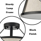 DANSEER Drum Flush Mount Ceiling Light Black Finish Dimmable LED for Bedroom Hallway Living Room Entry