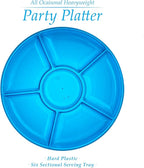 Plasticpro 6 Sectional Round Plastic Serving Tray/Platter (4, Blue)