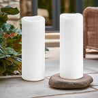 4" x 12" White Large Waterproof Outdoor Flameless Candles Battery Operated LED Flickering Pillar Candles with Remote and Timer for Indoor Outdoor Lanterns, Long Lasting, Set of 2
